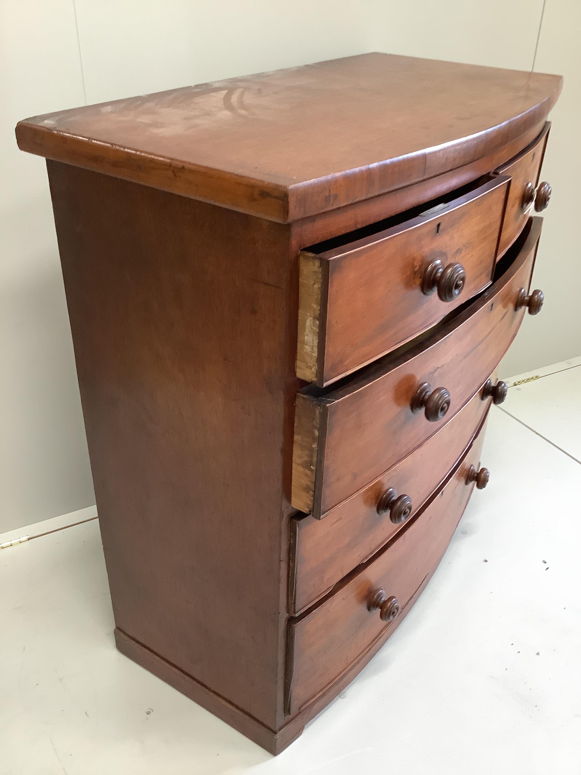 A Victorian mahogany bowfront chest, width 101cm, depth 50cm, height 106cm